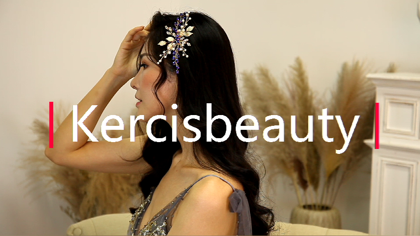 Amazon.com : Kercisbeauty Royal Blue Crystal Gold Headpiece for